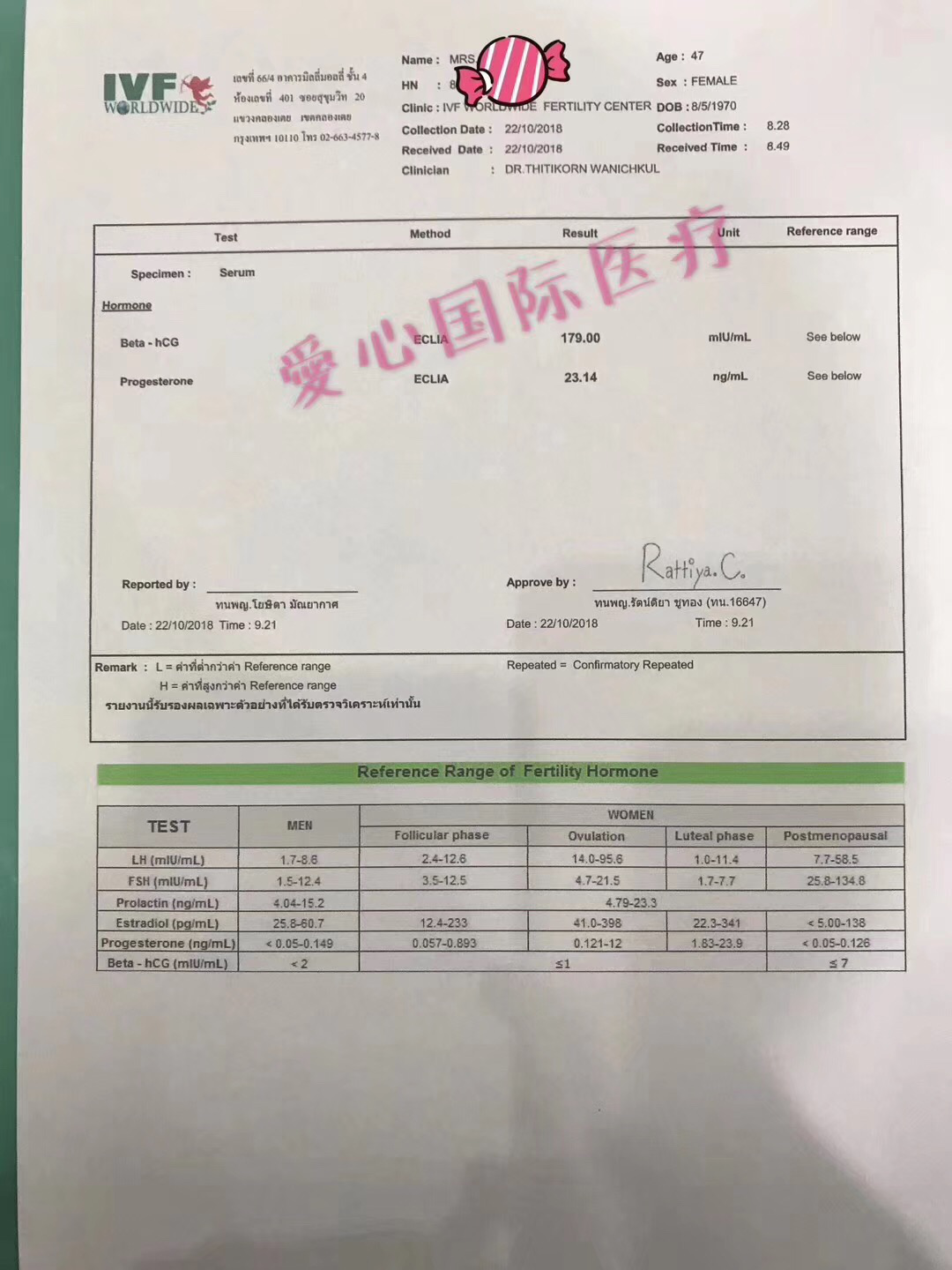 【泰国试管婴儿龙凤胎】48岁没有生育选择第三代试管婴儿一次成功好孕